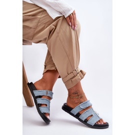 Chaussons Toile Velcro Femme Bleu Lamirose 1