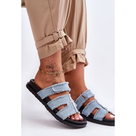 Chaussons Toile Velcro Femme Bleu Lamirose 2