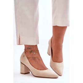 Escarpins à talons hauts en daim classique avec embellissement Derren beige clair 2