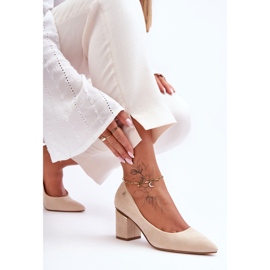 Escarpins à talons hauts en daim classique avec embellissement Derren beige clair 4