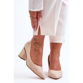 Escarpins à talons hauts en daim classique avec embellissement Derren beige clair 6