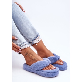 Pantoufles en fourrure pour femmes Pantoufles Elma bleues 1
