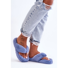Pantoufles en fourrure pour femmes Pantoufles Elma bleues 3