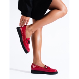 Mocassins femme laqués sur la plateforme Vinceza rouge 1