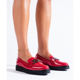 Mocassins femme laqués sur la plateforme Vinceza rouge 2