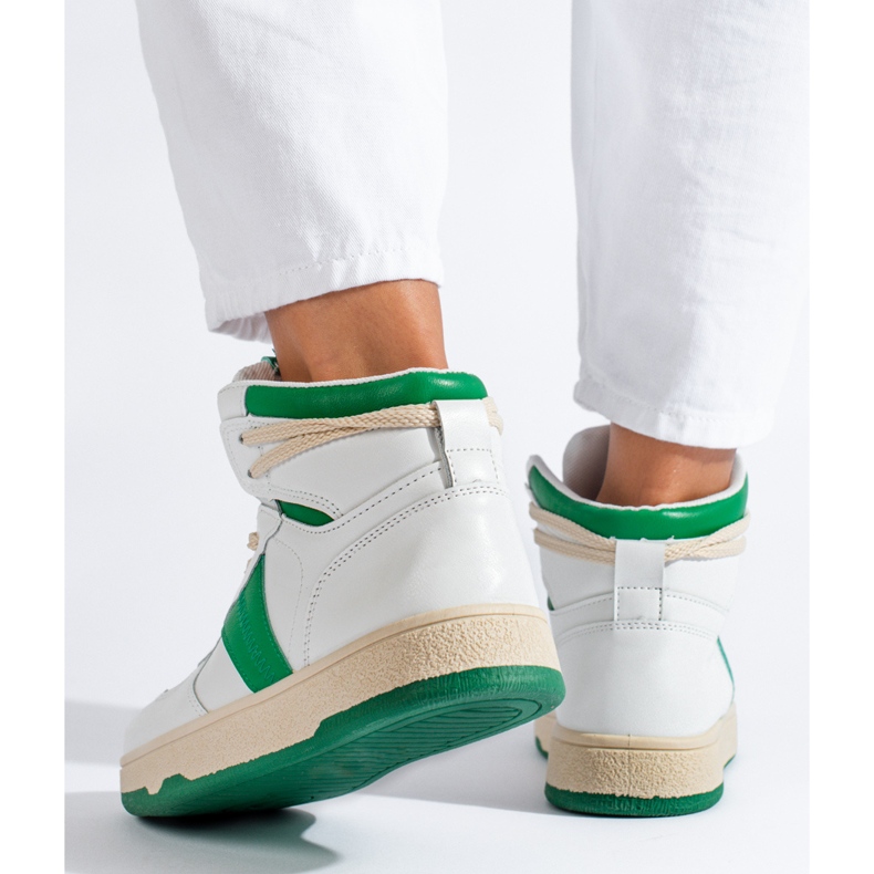 Baskets femme Shelovet hautes blanches et vertes 2 Baskets femme Shelovet hautes blanches et vertes 2