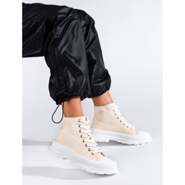 Baskets montantes femme Shelovet en textile beige 1