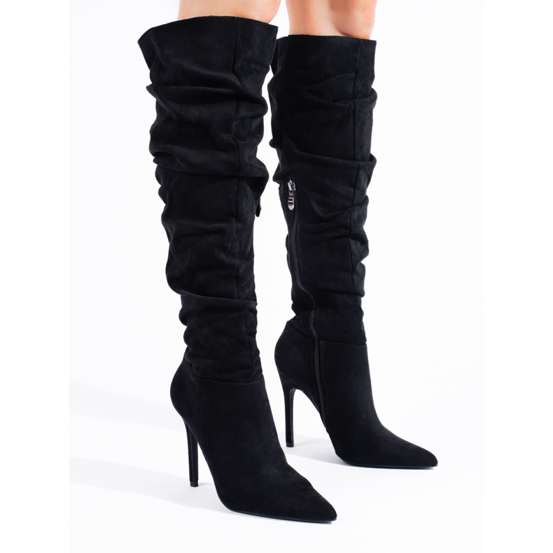 Bottes en daim noir pour femmes de Shelovet 1