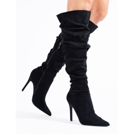 Bottes en daim noir pour femmes de Shelovet le noir 2