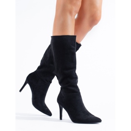 Bottines à talons en daim noir Shelovet le noir 1
