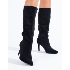 Bottines à talons en daim noir Shelovet le noir 2