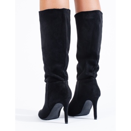 Bottines à talons en daim noir Shelovet le noir 3