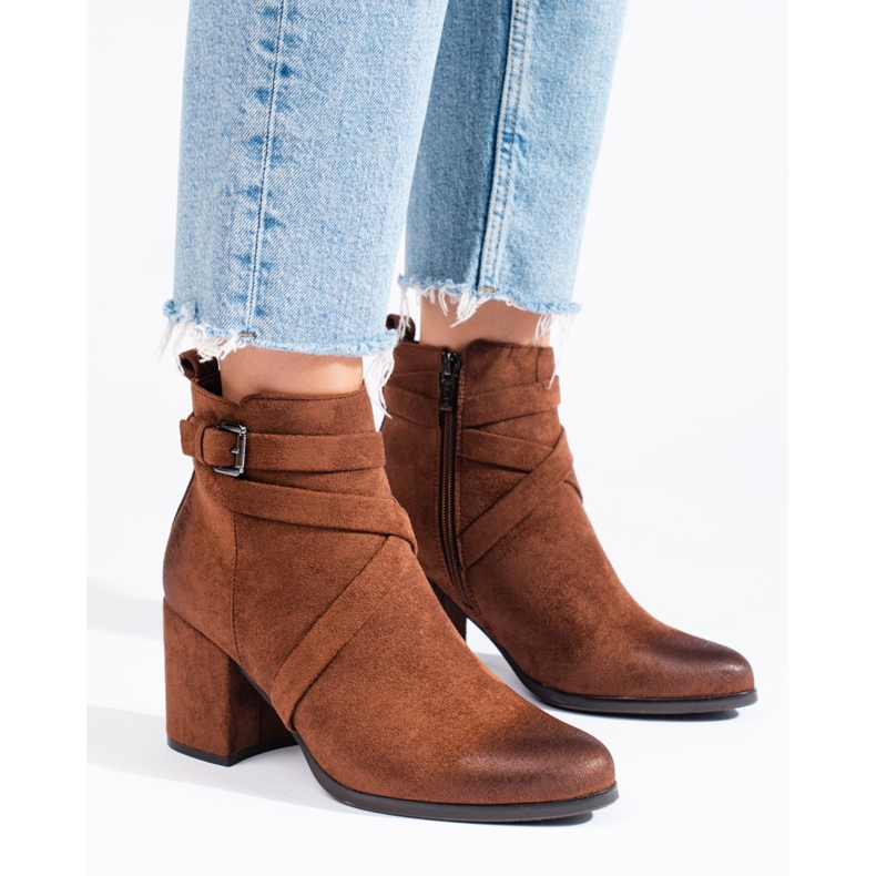 Bottes en daim marron pour femmes de Shelovet brun 1