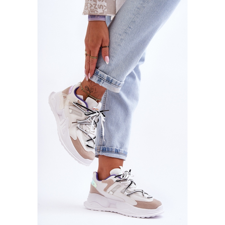 Chaussures de sport à plateforme en cuir Blanc Sifel 2