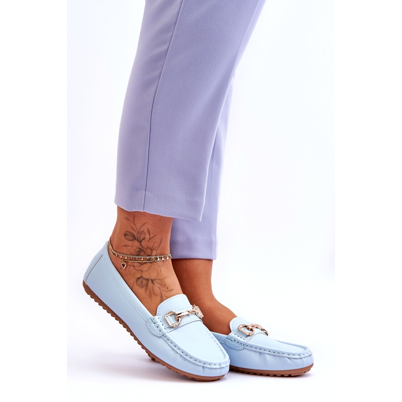 Mocassins Classiques en Cuir Verona Bleu Clair 4