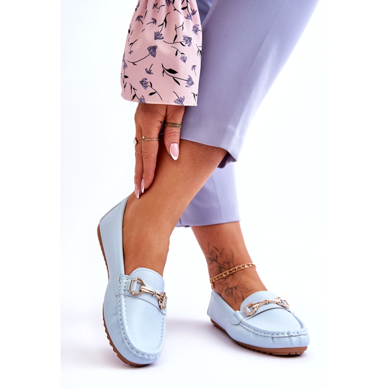 Mocassins Classiques en Cuir Verona Bleu Clair 1