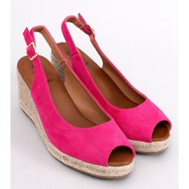 Espadrilles compensées à bout ouvert Nevil Fuchsia rose 4