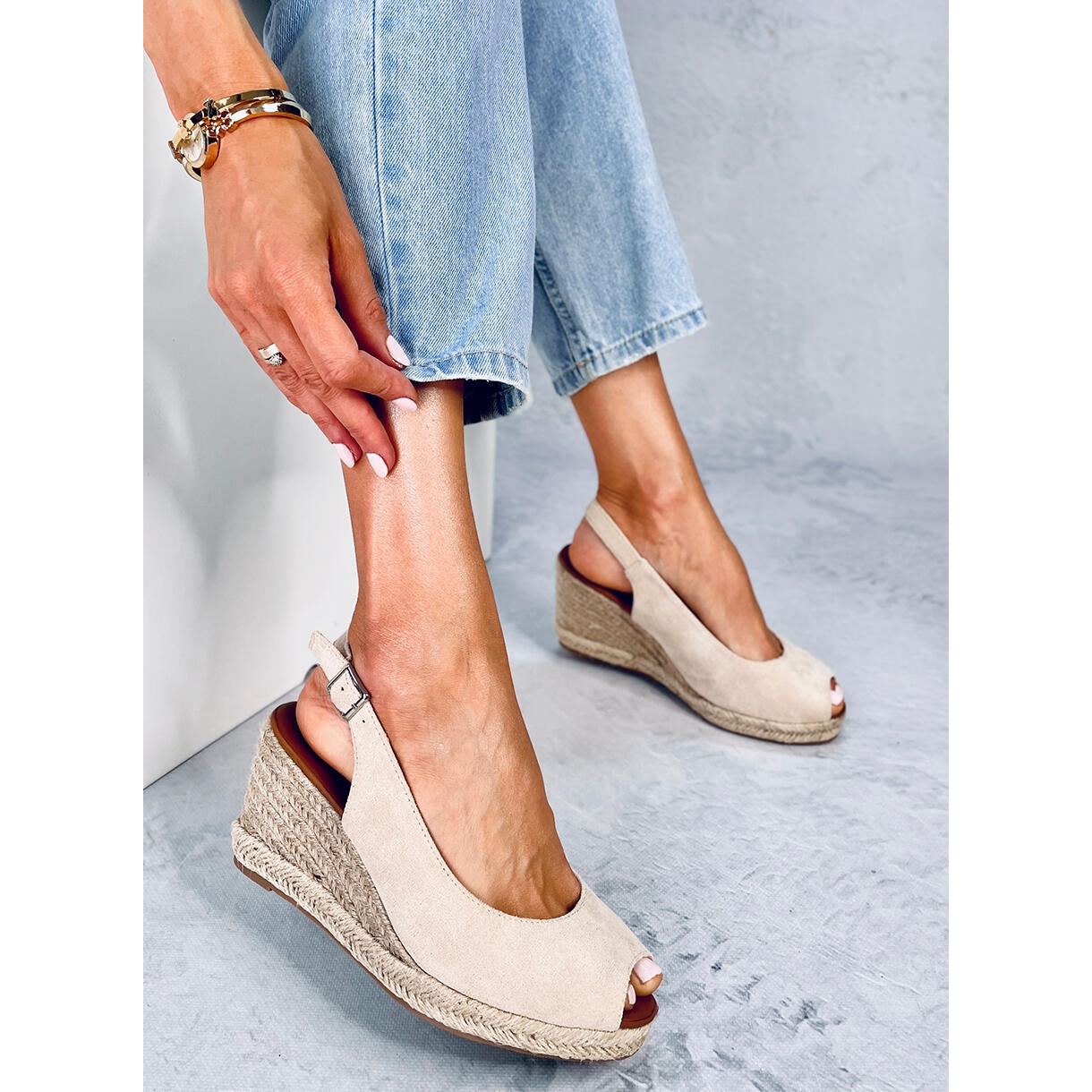 Espadrille compensée bout ouvert hot sale