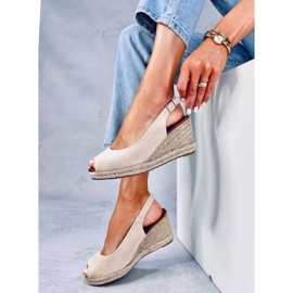 Espadrilles compensées à bout ouvert Nevil Beige 3