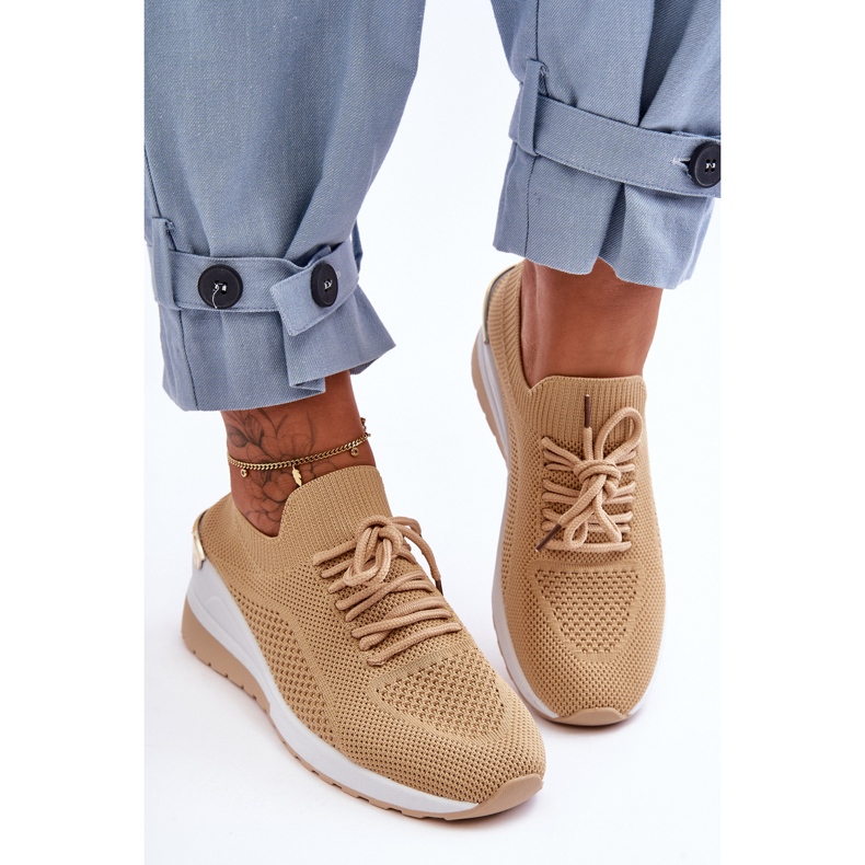 PG1 Chaussures de sport à enfiler en tissu Beige Visconti Wedge 1