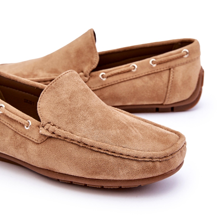 Mocassins à enfiler en daim pour hommes Marron brun 1
