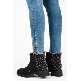 Ideal Shoes Bottines en daim le noir gris 4