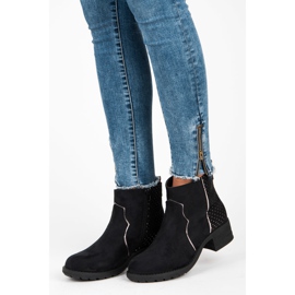 Ideal Shoes Bottines en daim le noir gris 3