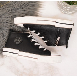 Baskets pour enfants en cuir écologique noir Big Star II374003 2