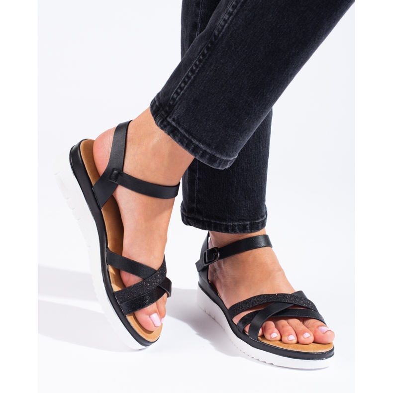 Sandales plateformes noires Shelovet 1