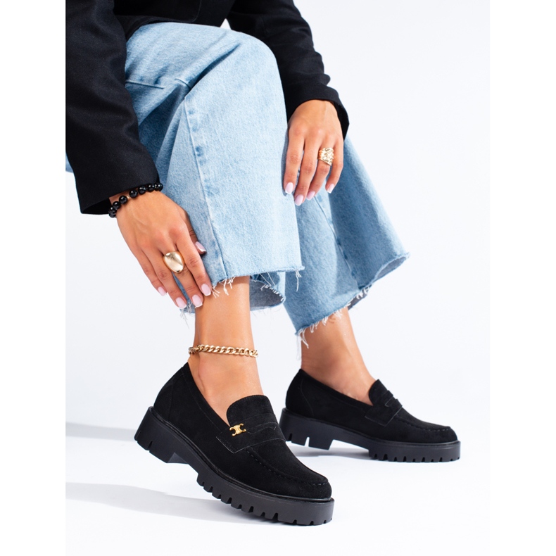 Chaussures Shelovet classiques en daim noir pour femmes le noir 1