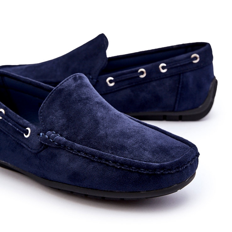 Mocassins à enfiler en daim pour hommes, bleu marine 3