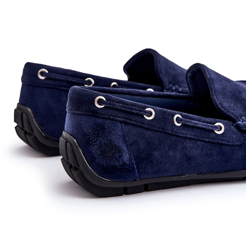 Mocassins à enfiler en daim pour hommes, bleu marine 4