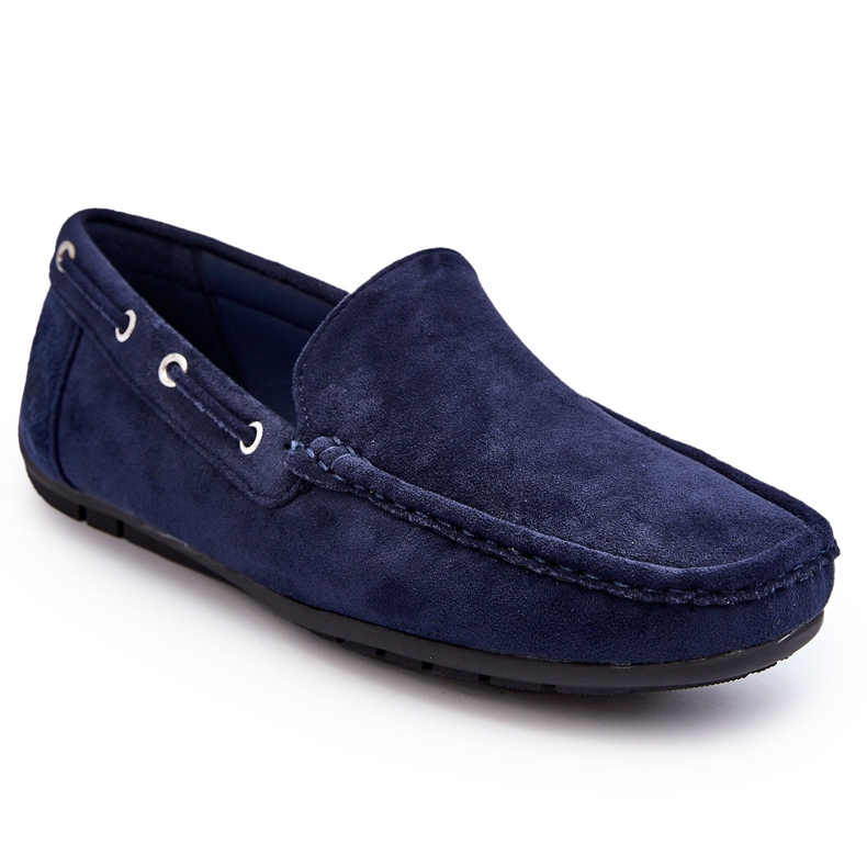 Mocassins à enfiler en daim pour hommes, bleu marine 6