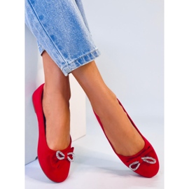 Benoit Ballerines en daim nœud rouge 5