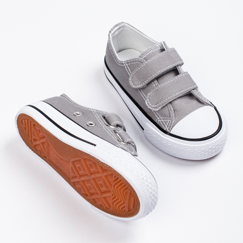 Baskets enfant Shelovet grises à scratch 1