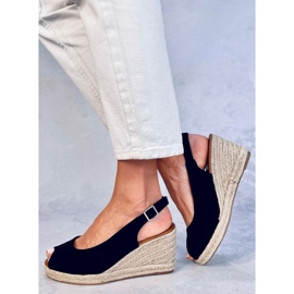 Nevil Espadrilles noires compensées à bout ouvert le noir 2