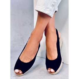 Nevil Espadrilles noires compensées à bout ouvert le noir 4