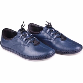 Kampol Chaussures en cuir masculin décontractées 337/63 Navy Blue Face bleu 6