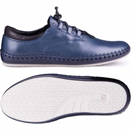Kampol Chaussures en cuir masculin décontractées 337/63 Navy Blue Face bleu 2