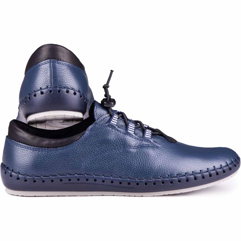 Kampol Chaussures en cuir masculin décontractées 337/63 Navy Blue Face bleu 3