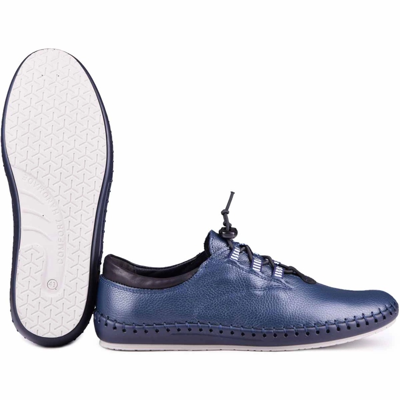 Kampol Chaussures en cuir masculin décontractées 337/63 Navy Blue Face bleu 5