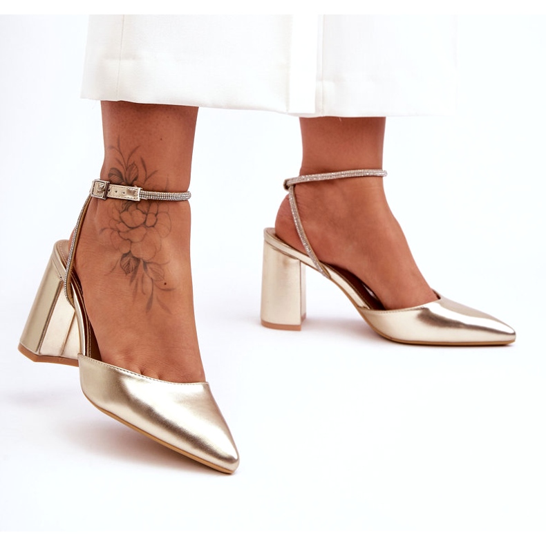 Escarpins en Eco-Cuir avec Bride Décorative, Golden Lirosa d'or 7