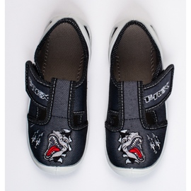 SHELOVET Chaussons velcro dinosaure 3F garçon noir 1