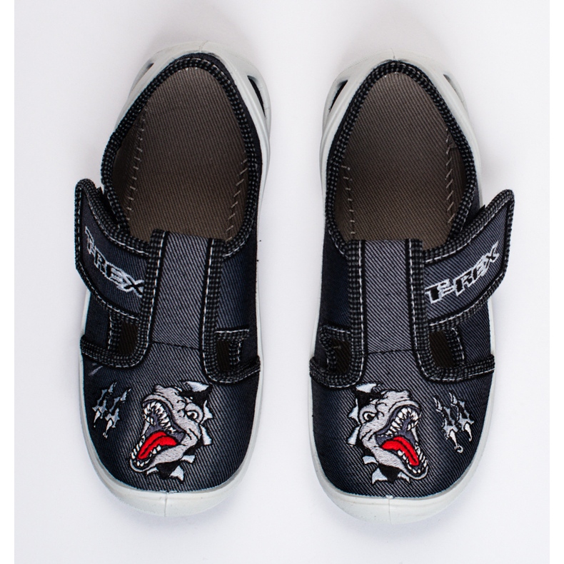 SHELOVET Chaussons velcro dinosaure 3F garçon le noir 1