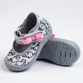 SHELOVET Chaussons gris pour filles avec velcro chats 3F 1