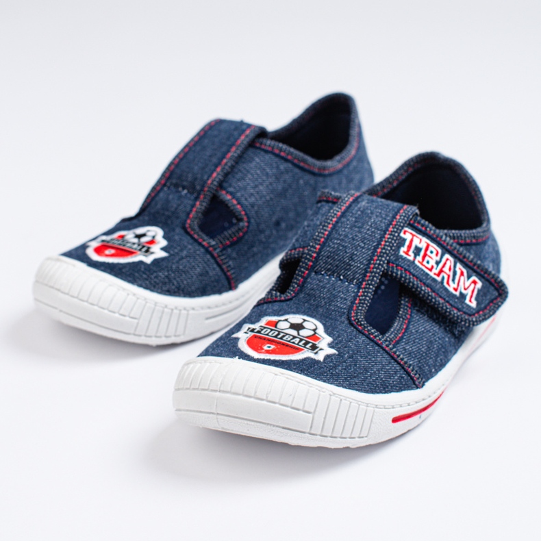 SHELOVET Chaussons velcro pour garçon avec ballon 3F bleu 1