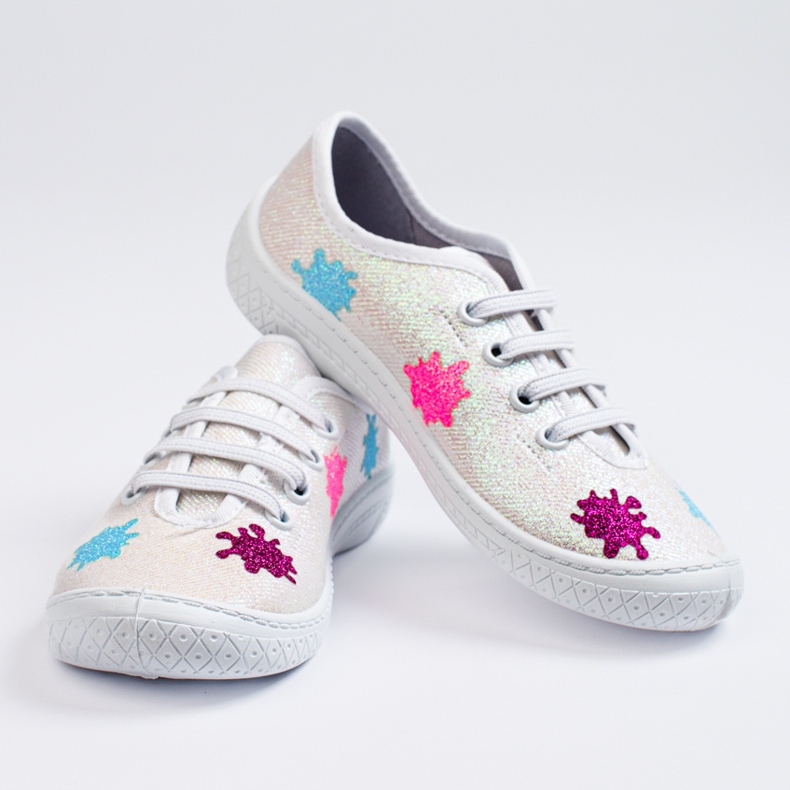 SHELOVET Baskets enfant 3F blanches brillantes à enfiler multicolore 1