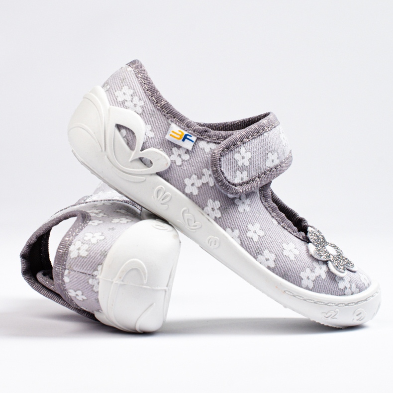 SHELOVET Chaussons fleuris gris fille 3F 1