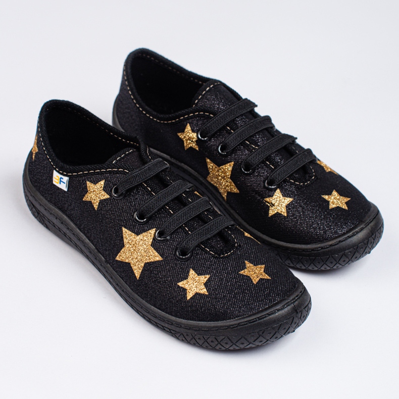 SHELOVET Baskets à enfiler noires pour enfant avec étoiles 3F le noir 1 SHELOVET Baskets à enfiler noires pour enfant avec étoiles 3F le noir 1