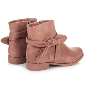 Ideal Shoes Bottines en daim avec fermeture éclair rose 4